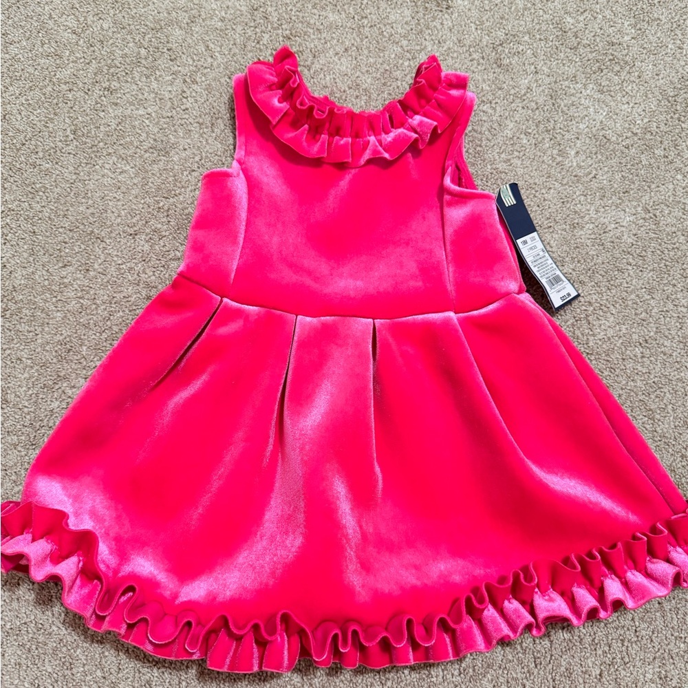 Genuine Kids Oshkosh Vibrant Pink Ruffle Baby Dress